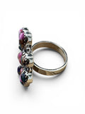 Flower Kingman Pink Dahlia Solid 925 Sterling Silver Ring ADJ