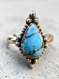 Golden Hills Turquoise Solid 925 Sterling Silver Ring 10