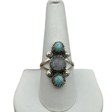 Caribbean Larimar & Rainbow Moonstone Solid 925 Sterling Silver Ring 9.5