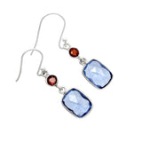Lab Tanzanite & Garnet Solid 925 Sterling Silver Earrings