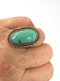 Kingman Turquoise Solid 925 Sterling Silver Ring 7