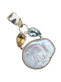 Pearl Multi-Stone Solid 925 Sterling Silver Pendant