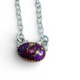 Kingman Purple Mojave Turquoise Solid 925 Sterling Silver Necklace
