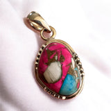 Kingman Cotton Candy Turquoise Solid 925 Sterling Silver Pendant