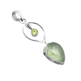 Prehnite & Peridot Solid 925 Sterling Silver Pendant