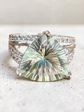 Prasiolite Green Amethyst Solid 925 Sterling Silver Ring 6