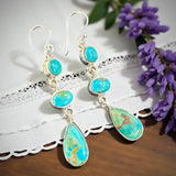 Kingman mine Turquoise Solid 925 Sterling Silver Earrings