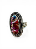 Kingman Pink Dahlia Turquoise Solid 925 Sterling Silver Ring 7