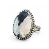 White Buffalo Solid 925 Sterling Silver Ring 9