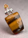 Tiger Eye & Citrine Solid 925 Sterling Silver Pendant