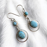 Caribbean Larimar Solid 925 Sterling Silver Earrings