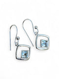 Blue Topaz Solid 925 Sterling Silver Earrings