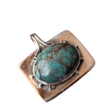 African Turquoise Solid 925 Sterling Silver Pendant