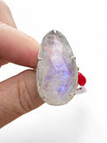Faceted Rainbow Moonstone Solid 925 Sterling Silver Ring 7