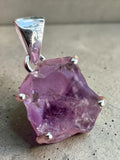 Raw Amethyst Solid 925 Sterling Silver Pendant