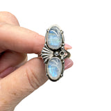 Rainbow Moonstone Solid 925 Sterling Silver Ring 6.5
