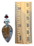 Montana Agate & Garnet Solid 925 Sterling Silver Pendant