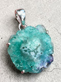 Mediterranean Green Quartz Stalactite Solid 925 Sterling Silver Pendant