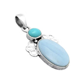 Owyhee Opal & Turquoise Solid 925 Sterling Silver Pendant