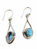 Caribbean Larimar Solid 925 Sterling Silver Earrings