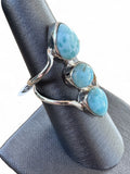 Caribbean Larimar Solid 925 Sterling Silver Ring 7