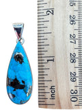 Kingman Turquoise w Pyrite Solid 925 Sterling Silver Pendant