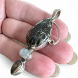 Turtella Jasper Moonstone & Smoky Topaz Solid 925 Sterling Silver Pendant