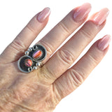 Kingman Pink Dahlia Turquoise Solid 925 Sterling Silver Ring 8