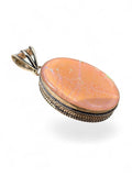 Synthetic Pink Fire Opal Silver Overlay Pendant