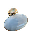 Owyhee Opal & Moonstone Solid 925 Sterling Silver Pendant