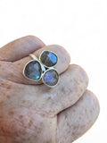 Labradorite triple faceted Solid 925 Sterling Silver Ring 7