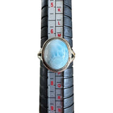 Caribbean Larimar Solid 925 Sterling Silver Ring 7