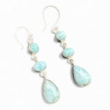 Caribbean Larimar Solid 925 Sterling Silver Earrings