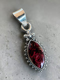 Kingman Red Rose Dahlia Solid 925 Sterling Silver Pendant