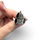 Garnet Solid 925 Sterling Silver Ring 7.5