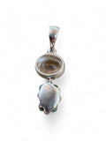 Emerald & White Topaz Solid 925 Sterling Silver Pendant