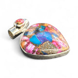 Kingman Pink Dahlia Turquoise Solid 925 Sterling Silver Pendant