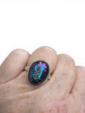Titanium Aura Druzy Solid 925 Sterling Silver Ring 6