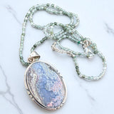 Moss Agate Solid 925 Sterling Silver Pendant Necklace
