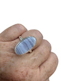 Blue Lace Agate Solid 925 Sterling Silver Ring 8