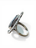 Black Jack Turquoise Solid 925 Sterling Silver Ring 8.5