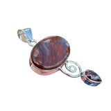 Crazy Lace Agate & Garnet Solid 925 Sterling Silver Pendant