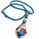 Kingman Cotton Candy Turquoise Solid 925 Sterling Silver Pendant Necklace