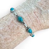 Chrysocolla Solid 925 Sterling Silver Bracelet