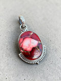 Kingman Red Rose Dahlia Solid 925 Sterling Silver Pendant