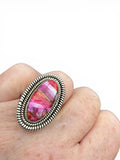 Kingman Pink Dahlia Turquoise Solid 925 Sterling Silver Ring 8