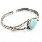 Caribbean Larimar Solid 925 Sterling Silver Cuff Bracelet