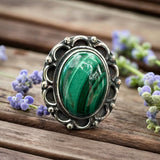 Malachite Solid 925 Sterling Silver Ring 6.5