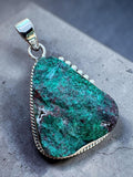 Rough Chrysocolla Solid 925 Sterling Silver Pendant
