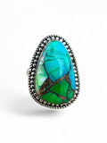 Kingman Peacock Dahlia Solid 925 Sterling Silver Ring 7